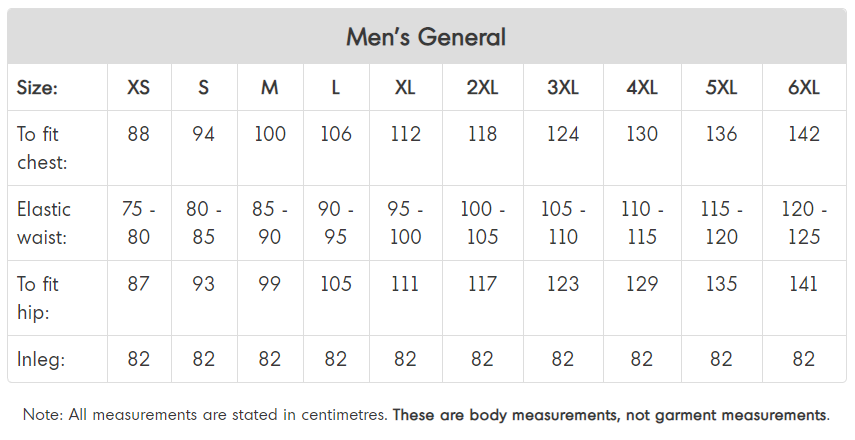 H and shop m sizing chart